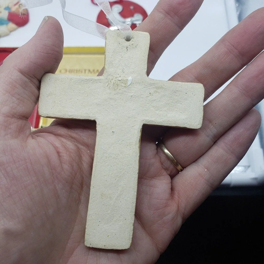 Lot of 5 VTG‎ Christian Chrismas Ornaments Cross Nativity Baby Jesus  & Mary